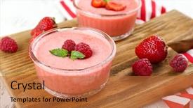  Presentation with strawberry - Colorful PPT layouts enhanced with strawberry raspberry sorbet - delicious berry mousse in bowls backdrop and a red colored foreground