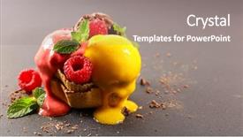  Presentation with ice cream - Slide deck consisting of strawberry raspberry sorbet - flowing ice cream ice melting background and a  colored foreground