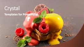  Presentation with dessert oreo ice cream - PPT theme enhanced with strawberry raspberry sorbet - flowing ice cream ice melting background and a coral colored foreground