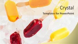  Presentation with ice cream strawberry - Audience pleasing slides consisting of strawberry raspberry sorbet - fruit ice cream backdrop and a yellow colored foreground