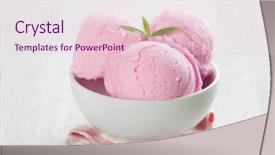  Presentation with pastrie ice cream - Slide set featuring strawberry raspberry sorbet - scoops pink ice cream background and a lemonade colored foreground