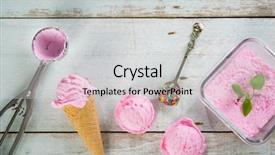  Presentation with ice cream strawberry - PPT layouts with strawberry raspberry sorbet - top view pink ice cream background and a light gray colored foreground
