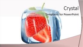  Presentation with ice cream strawberry - Slide deck having strawberry slice in ice cube background and a  colored foreground