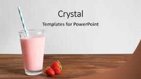  Presentation with protein shake - Presentation having strawberry smoothie - glass of fresh protein shake background and a white colored foreground
