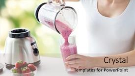  Presentation with healthy eating - Colorful presentation theme enhanced with strawberry smoothie - healthy eating cooking vegetarian food backdrop and a coral colored foreground