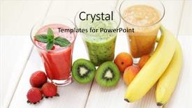  Presentation with snack gluten free food various - Amazing slide deck having strawberry smoothie - various fruity shakes with fresh backdrop and a lemonade colored foreground