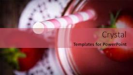  Presentation with old wood - Presentation consisting of strawberry-smoothie-in-glass-jar background and a coral colored foreground