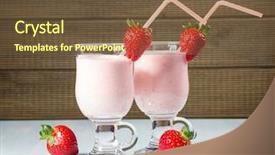  Presentation with smoothie strawberry and blueberries - PPT layouts with strawberry smoothie with fresh strawberries background and a tawny brown colored foreground