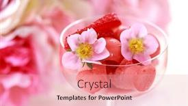  Presentation with ice cream strawberry - Theme featuring strawberry sorbet or ice cream for hot summer background and a lemonade colored foreground