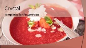  Presentation with strawberry - PPT layouts with strawberry soup and whipped cream background and a lemonade colored foreground
