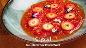  Presentation with strawberry - Slides consisting of strawberry-soup-with-edible-flowers background and a  colored foreground