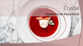  Presentation with ice cream strawberry - Presentation theme with strawberry soup with ice cream background and a soft green colored foreground