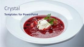  Presentation with strawberry ice cream - Amazing presentation design having strawberry soup with ice cream backdrop and a sky blue colored foreground