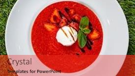  Presentation with ice cream strawberry - Presentation with strawberry-soup-with-ice-cream background and a red colored foreground