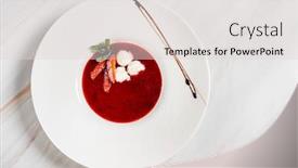  Presentation with strawberry ice cream - Beautiful slide set featuring strawberry-soup-with-ice-cream backdrop and a light gray colored foreground