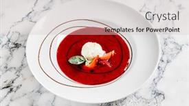  Presentation with strawberry ice cream - Beautiful slide set featuring strawberry-soup-with-ice-cream backdrop and a lemonade colored foreground