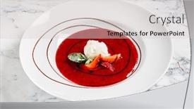 Presentation with ice cream strawberry - Presentation theme featuring strawberry-soup-with-ice-cream background and a light gray colored foreground