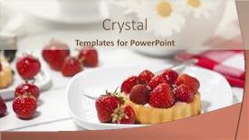 Presentation with strawberry - Beautiful presentation theme featuring strawberry-tartlet-on-plate backdrop and a lemonade colored foreground