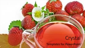  Presentation with strawberry - Cool new slides with strawberry tea isolated backdrop and a red colored foreground