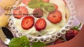  Presentation with tiramisu - PPT layouts consisting of strawberry tiramisu dessert background and a coral colored foreground