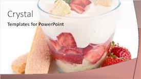  Presentation with tiramisu - PPT theme having strawberry-tiramisu background and a sky blue colored foreground