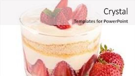  Presentation with tiramisu - Amazing slide set having strawberry tiramisu backdrop and a white colored foreground