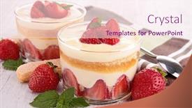  Presentation with strawberry - Cool new PPT layouts with strawberry tirumisu backdrop and a sky blue colored foreground