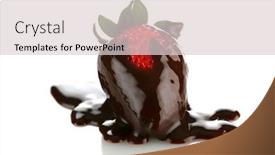  Presentation with chocolate strawberry - Amazing PPT theme having strawberry with chocolate sauce on white with reflections and room for your text or images backdrop and a lemonade colored foreground