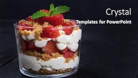  Presentation with cookie - Beautiful PPT theme featuring strawberry-with-cookie-and-cream backdrop and a wine colored foreground