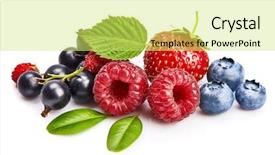  Presentation with fruit mix berry - Slide deck having stillness - set fresh berry mix summery background and a blonde colored foreground