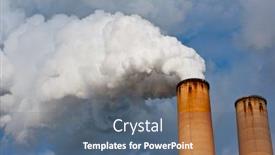  Presentation with electric plant - Amazing theme having stream-billowing-from-electric-power backdrop and a ocean colored foreground