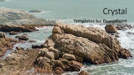  Presentation with types of rocks - Beautiful slides featuring stream desert - sea and rocks backdrop and a light gray colored foreground