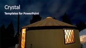  Presentation with stream - Cool new presentation theme with stream desert - yurt in the snowy mountains backdrop and a navy blue colored foreground