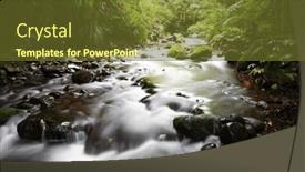  Presentation with forest stream - PPT theme having stream flowing in forest background and a tawny brown colored foreground