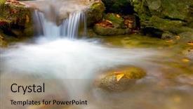  Presentation with mountain stream - Amazing PPT theme having stream in mountain river in autumn backdrop and a coral colored foreground