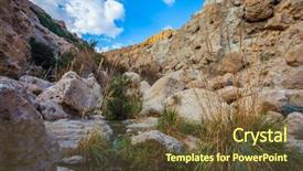  Presentation with cold water - PPT theme with stream of cold clear water background and a tawny brown colored foreground