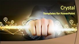  Presentation with power media - Cool new PPT theme with power net - man catch stream of light backdrop and a tawny brown colored foreground