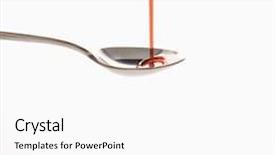  Presentation with stream - Colorful presentation design enhanced with stream of red cough syrup being poured into spoon backdrop and a white colored foreground