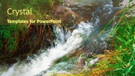  Presentation with water river - Presentation theme having stream-of-water-close-view background and a tawny brown colored foreground