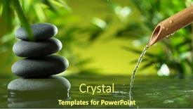  Presentation with water bamboo - Presentation theme with stream-of-water-flowing-out background and a tawny brown colored foreground