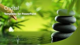  Presentation with water bamboo - PPT theme featuring stream-of-water-flowing-out background and a shamrock green colored foreground