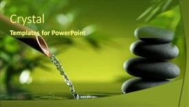  Presentation with water bamboo - Cool new theme with stream-of-water-flowing-out backdrop and a tawny brown colored foreground