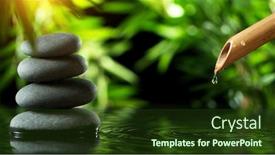  Presentation with water bamboo - PPT theme with stream-of-water-flowing-out background and a tawny brown colored foreground