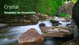  Presentation with forest stream - PPT theme having stream rushing through the forest background and a tawny brown colored foreground