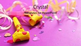  Presentation with confetti - Cool new slides with streamers and confetti on purple backdrop and a lilac colored foreground