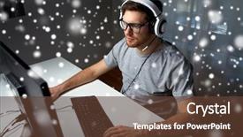  Presentation with entertainment - Amazing PPT layouts having streaming playthrough or walkthrough video backdrop and a tawny brown colored foreground