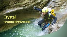  Presentation with canyoning - Audience pleasing slide deck consisting of streaming sports - canyoning in furco canyon broto backdrop and a tawny brown colored foreground