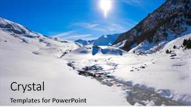  Presentation with forestry stream - Audience pleasing presentation theme consisting of streaming sports - cerler snow stream in pyrenees backdrop and a light gray colored foreground
