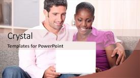  Presentation with laptop - Amazing PPT theme having streaming video - couple watching laptop screen backdrop and a lemonade colored foreground