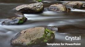  Presentation with water flow - Amazing PPT layouts having streaming water between big rocks backdrop and a dark gray colored foreground